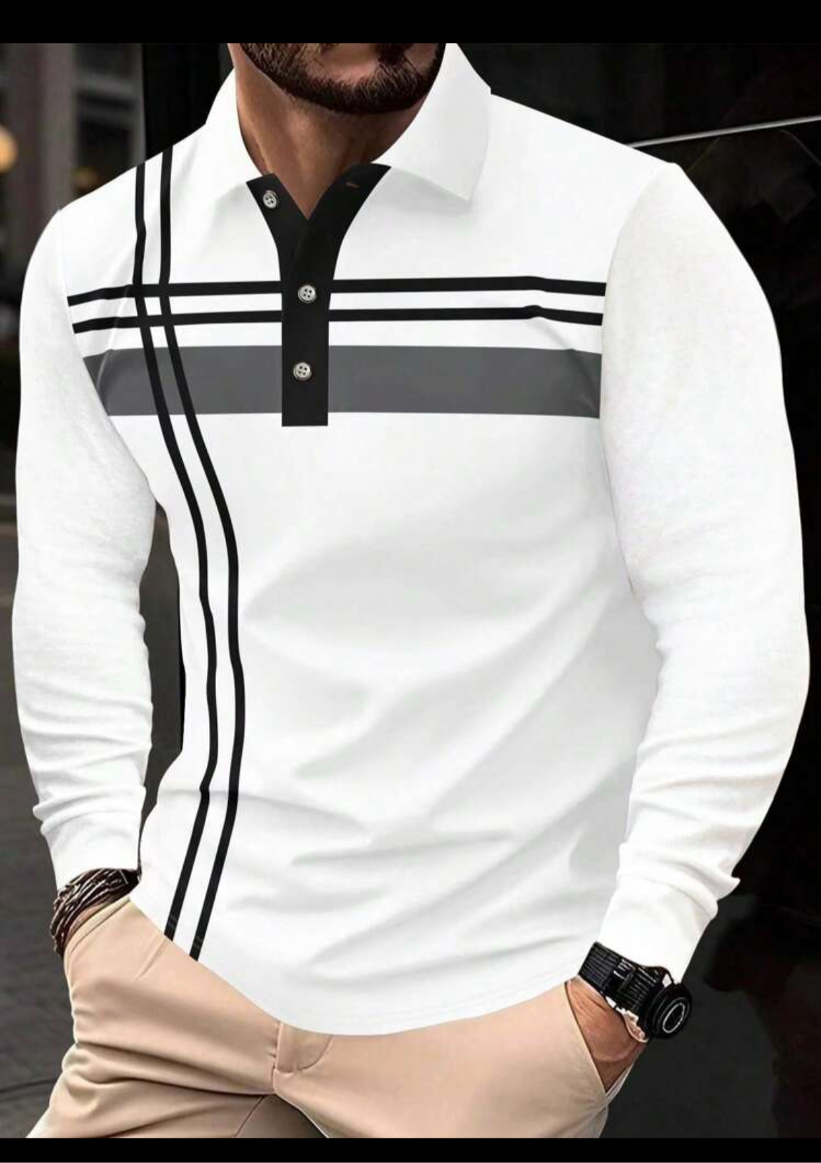 Men Fashion Casual Collar Longsleeve Shirt