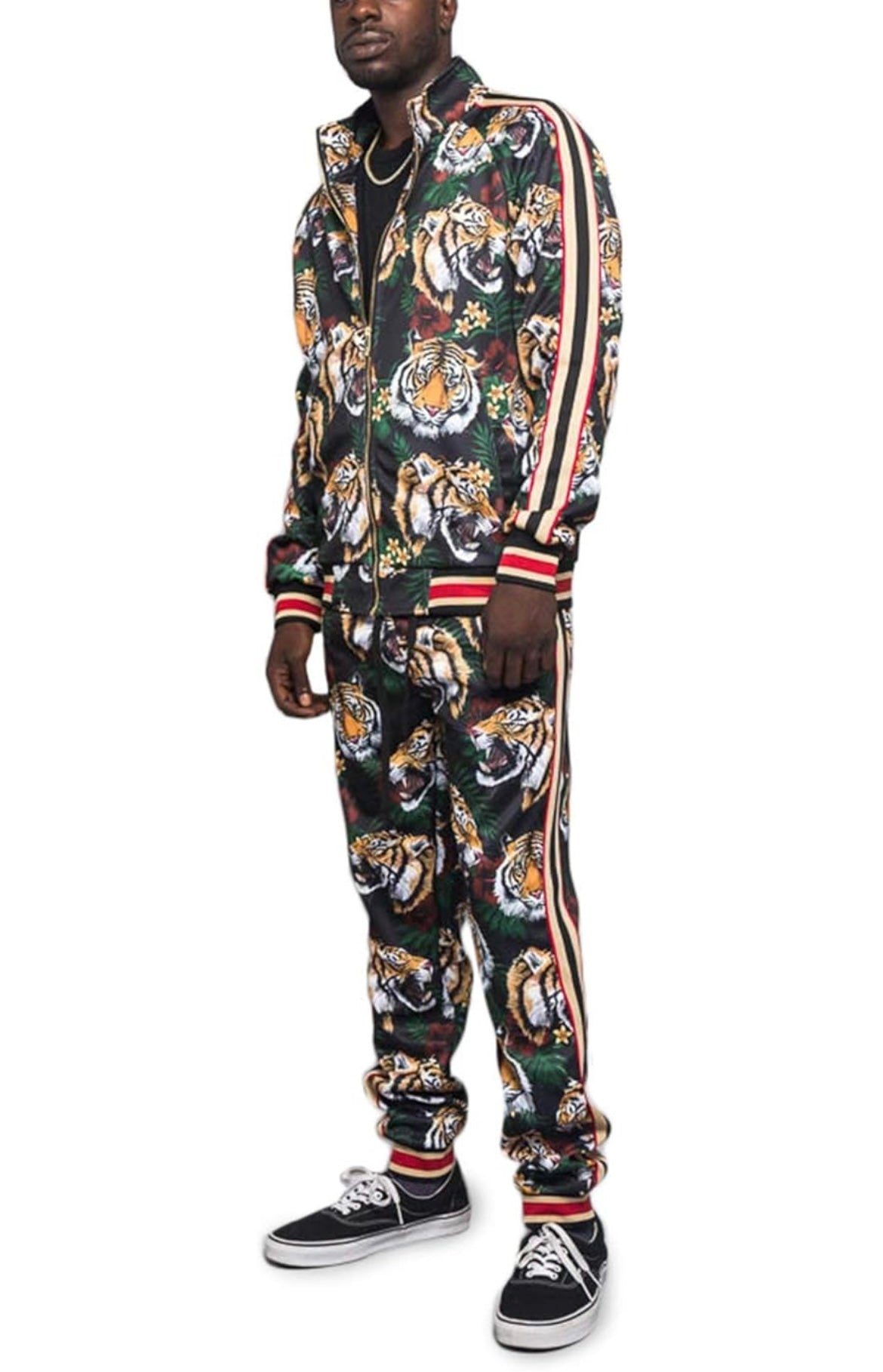 Men Tiger Print Jogger Set