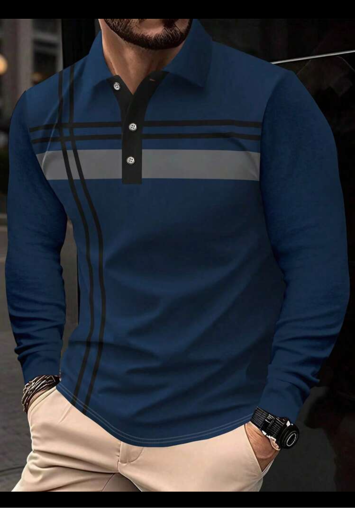 Men Fashion Casual Collar Longsleeve Shirt