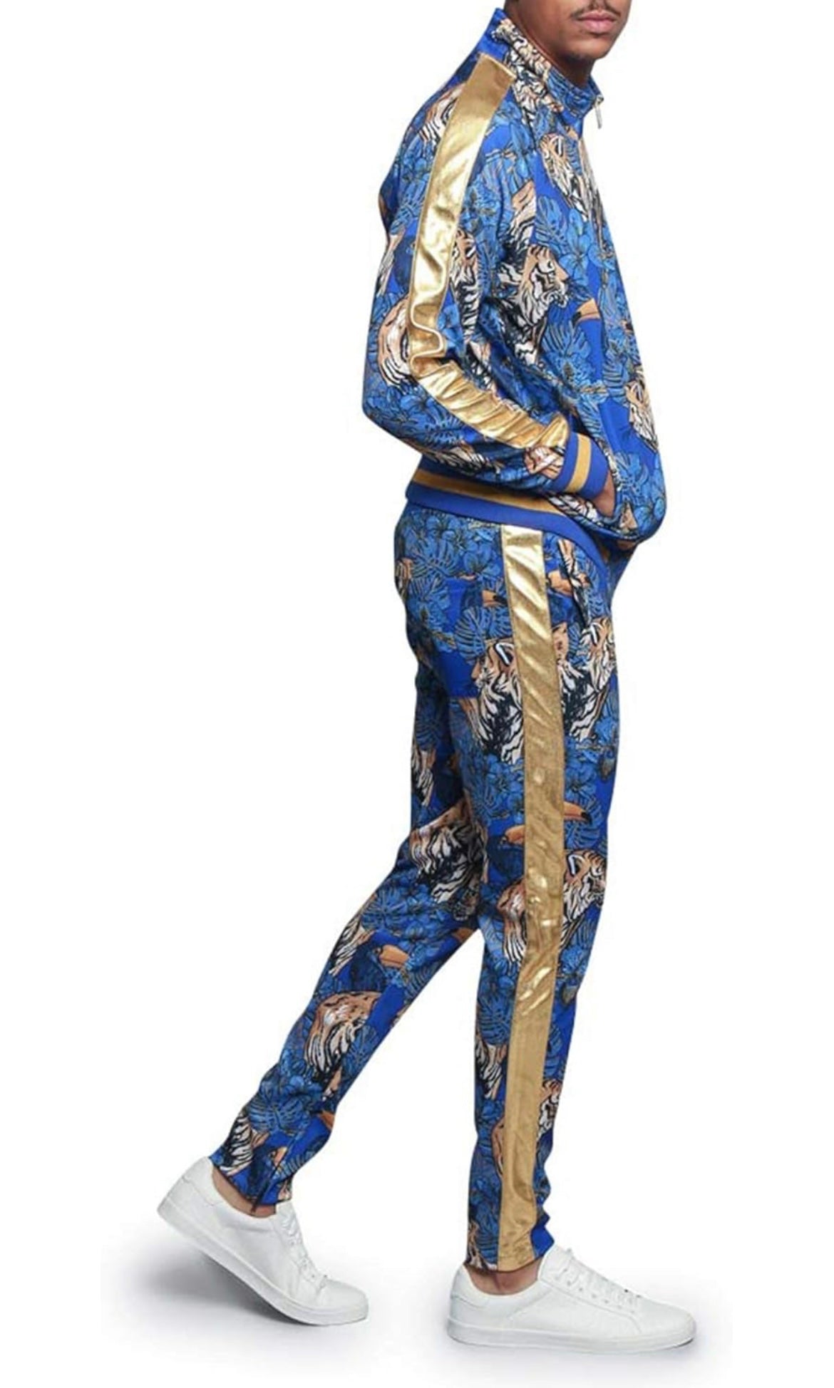 Men Tiger Print Jogger Set