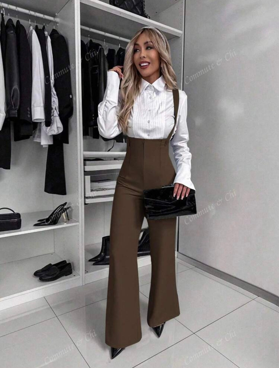 Women Sophisticated Solid Color Jumpsuit