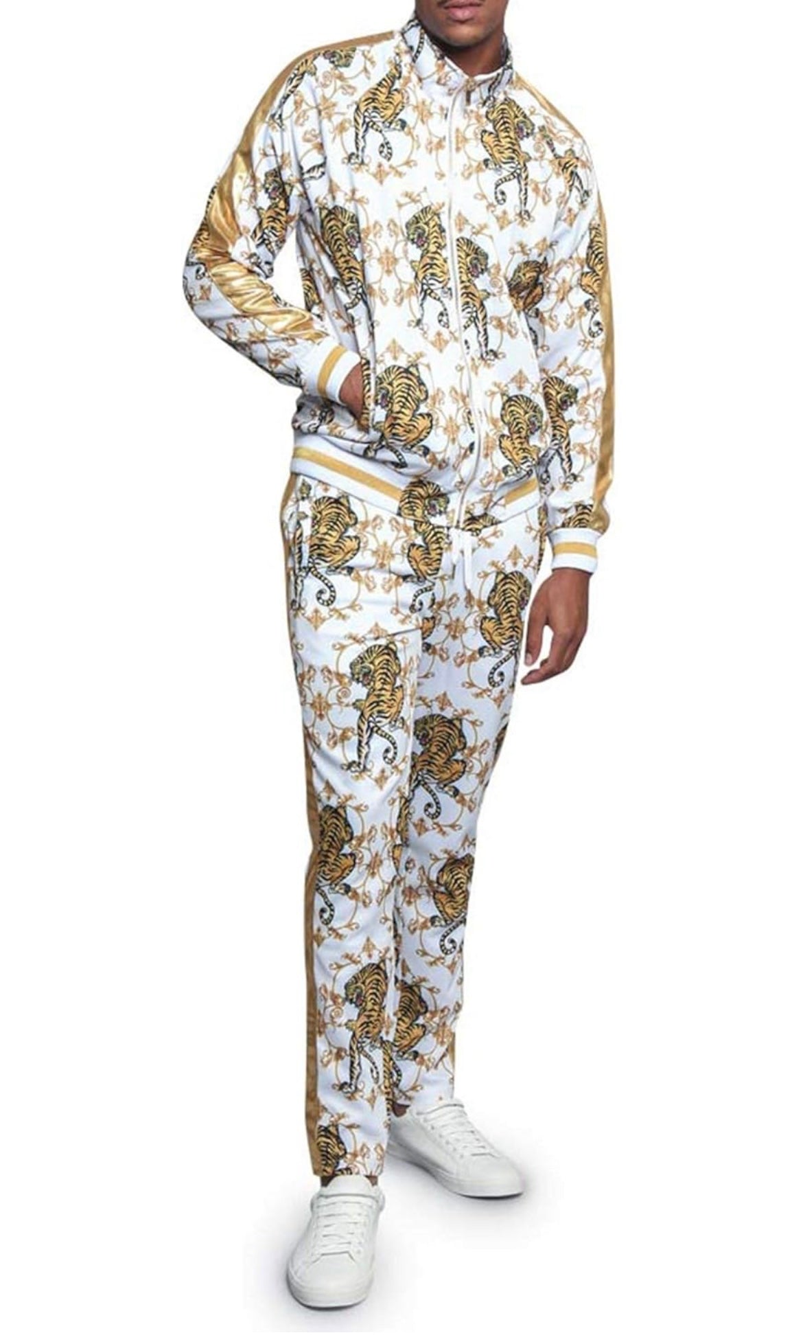 Men Tiger Print Jogger Set