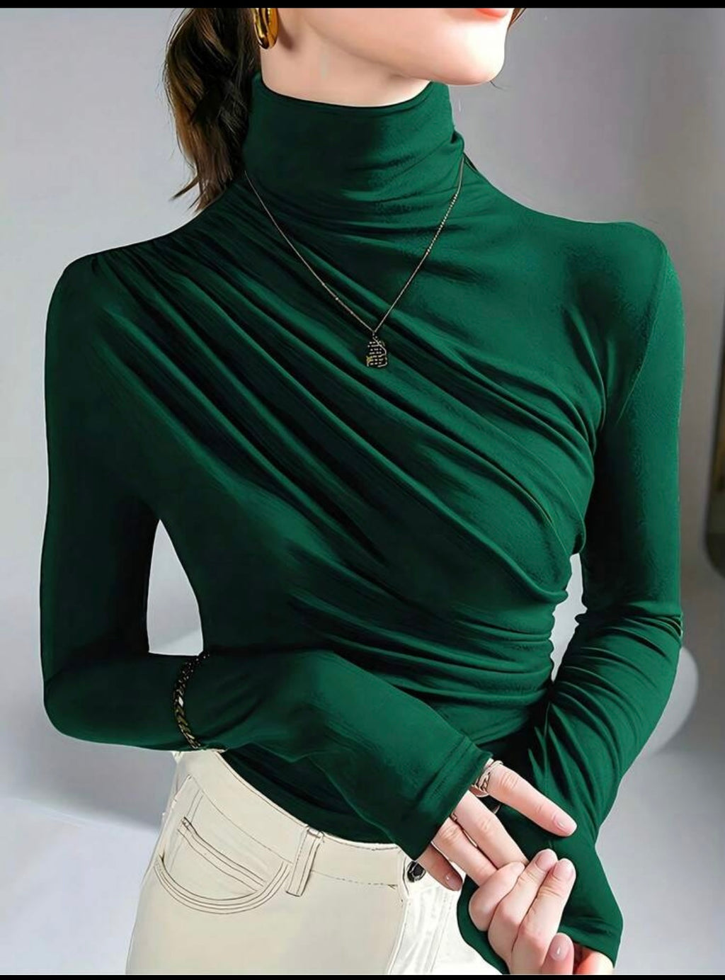 Women Sophisticated Solid Color Turtleneck