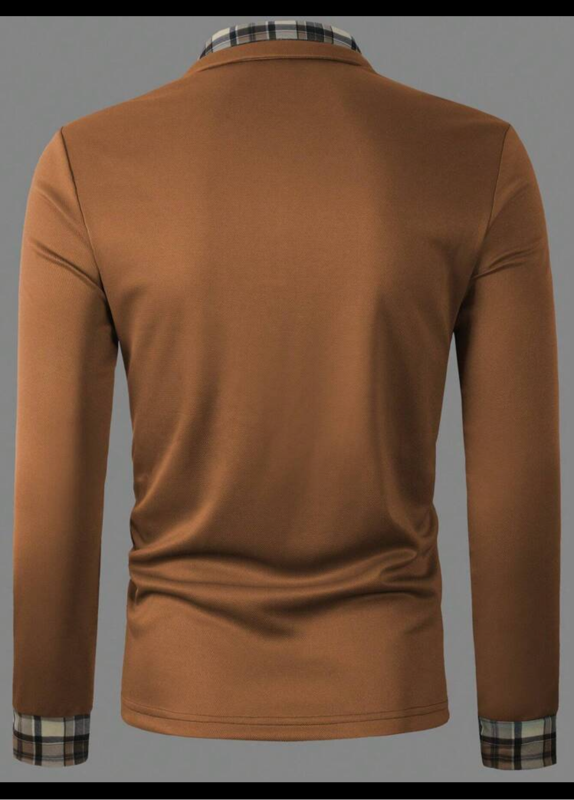 Men Solid Plaid Print Polo Shirt