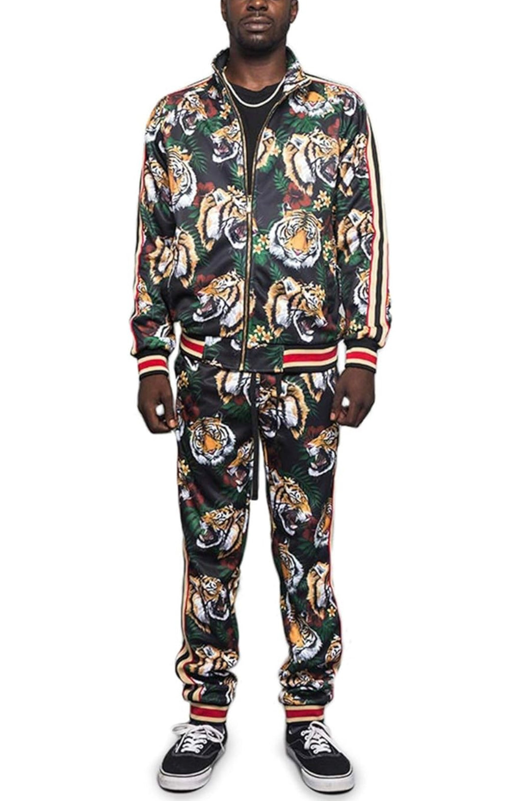 Men Tiger Print Jogger Set