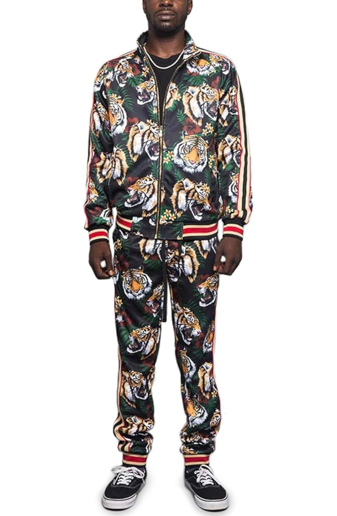 Men Tiger Print Jogger Set