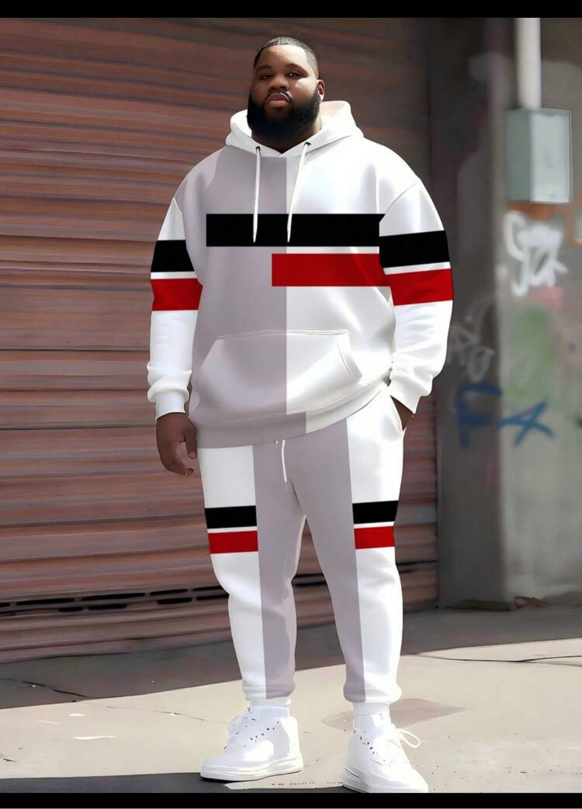 Men Hooded Drawstring Jogger Set