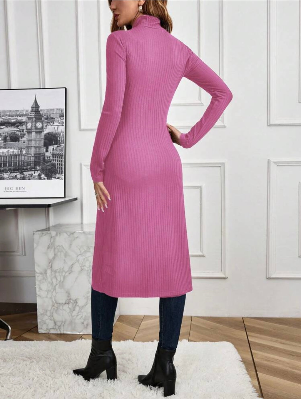 Women Sophisticated Front Split Casual Turtleneck