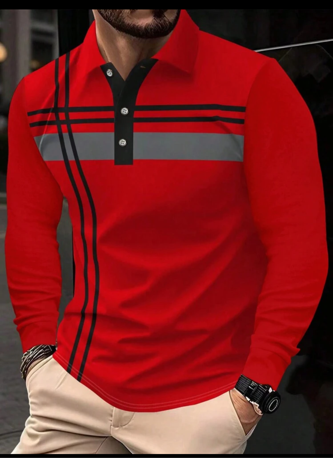 Men Fashion Casual Collar Longsleeve Shirt