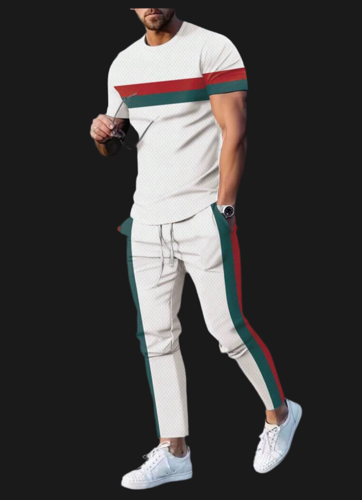 Men Stripe Jogger Set