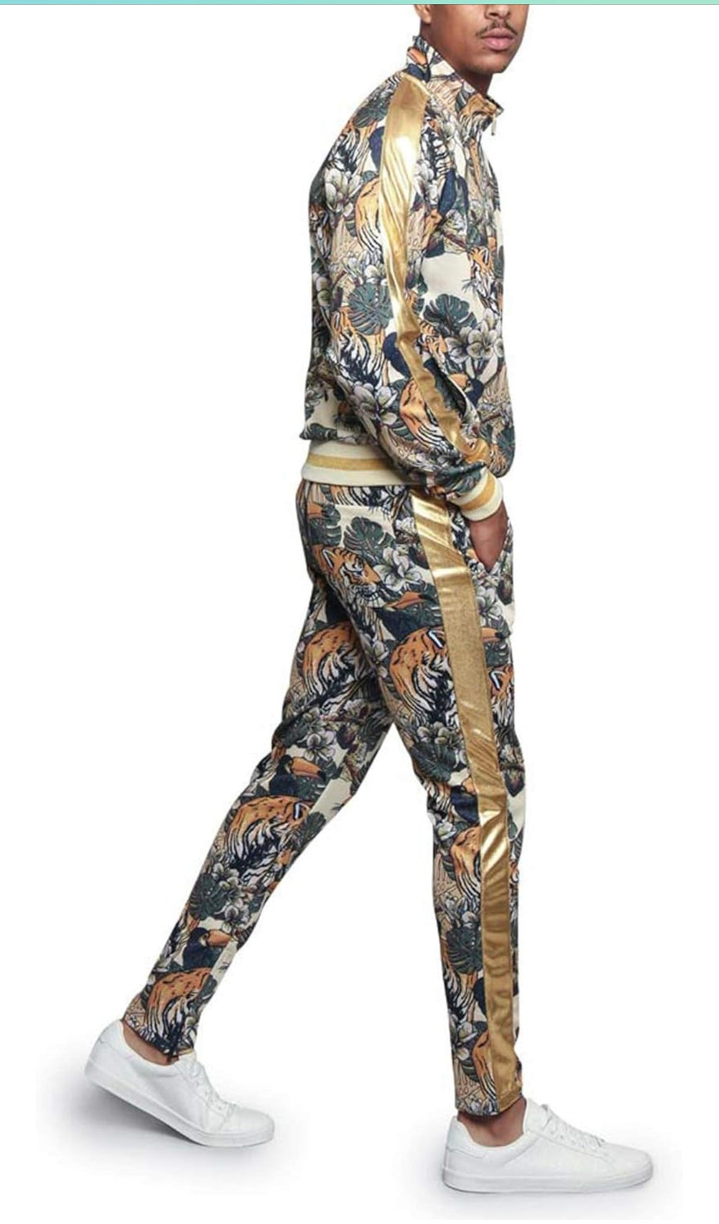 Men Tiger Print Jogger Set