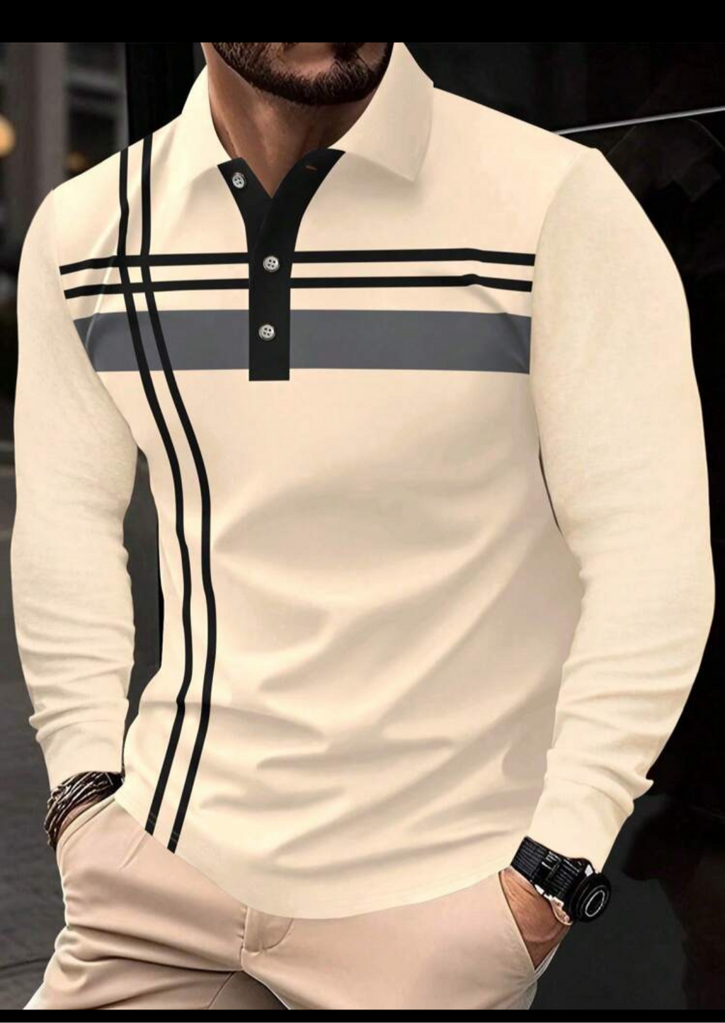 Men Fashion Casual Collar Longsleeve Shirt