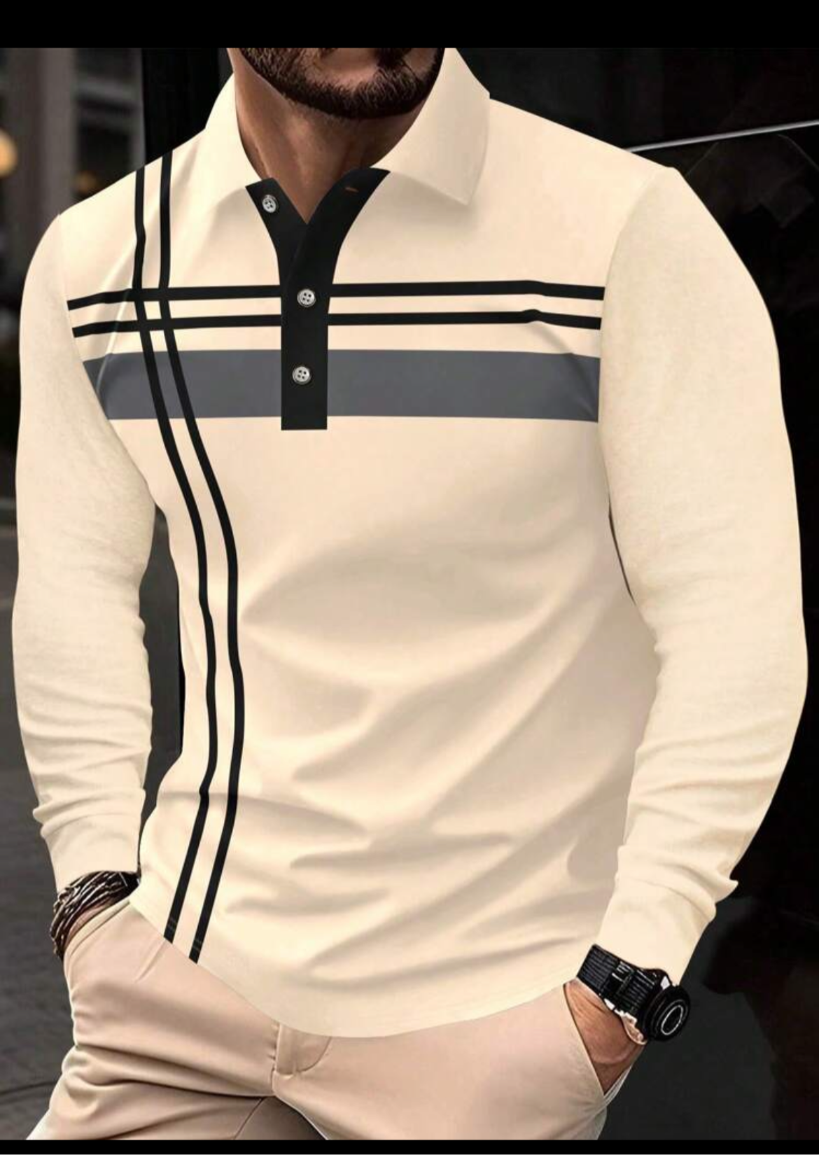 Men Fashion Casual Collar Longsleeve Shirt