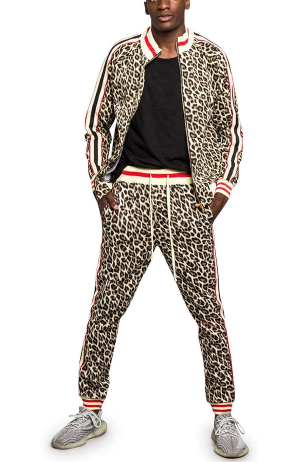 Men Cheetah Print Jogger Set