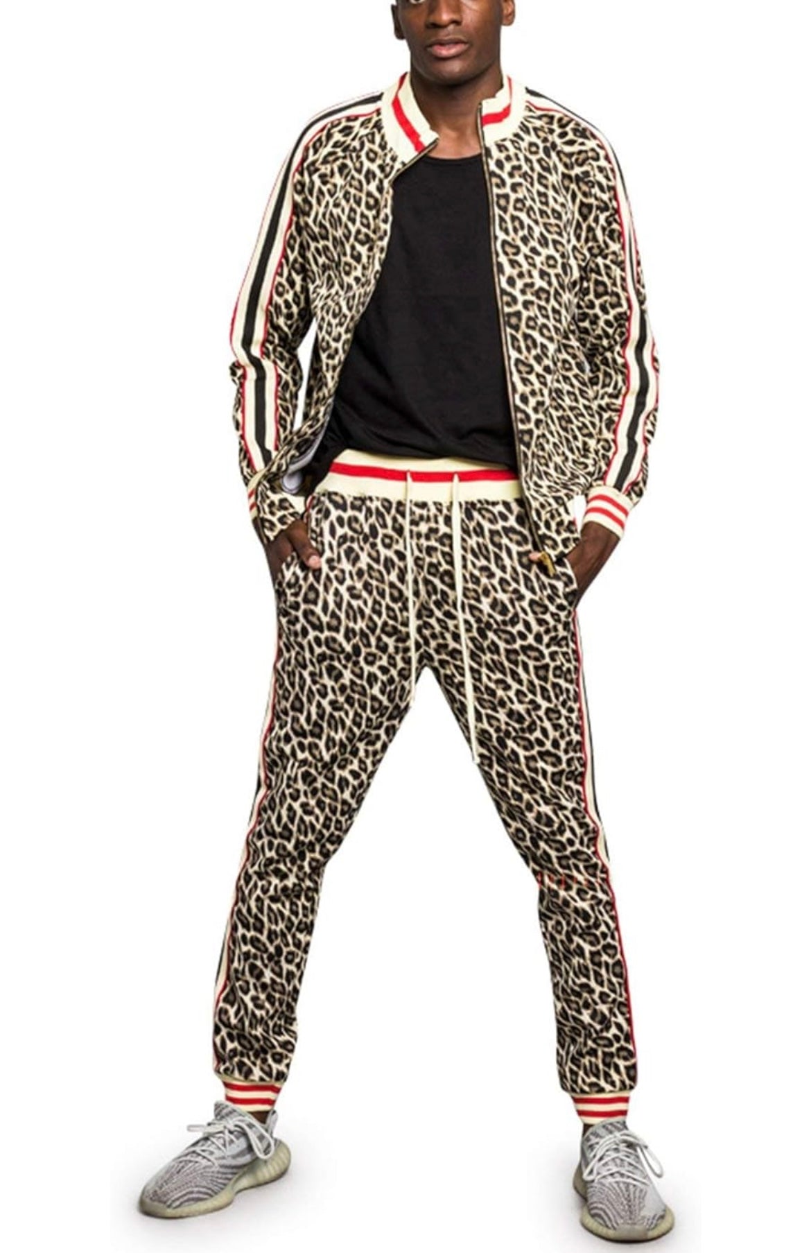 Men Cheetah Print Jogger Set