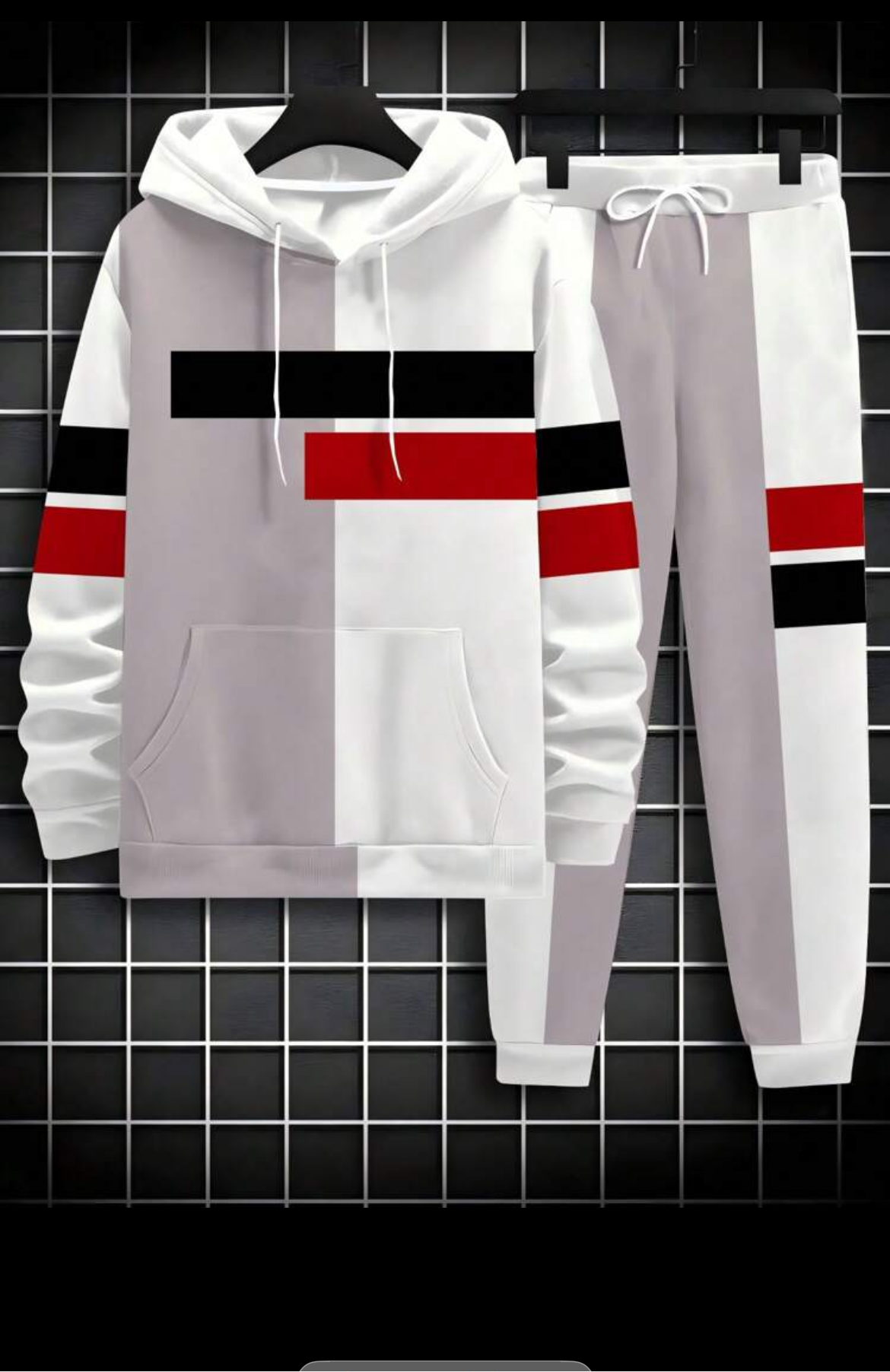 Men Hooded Drawstring Jogger Set