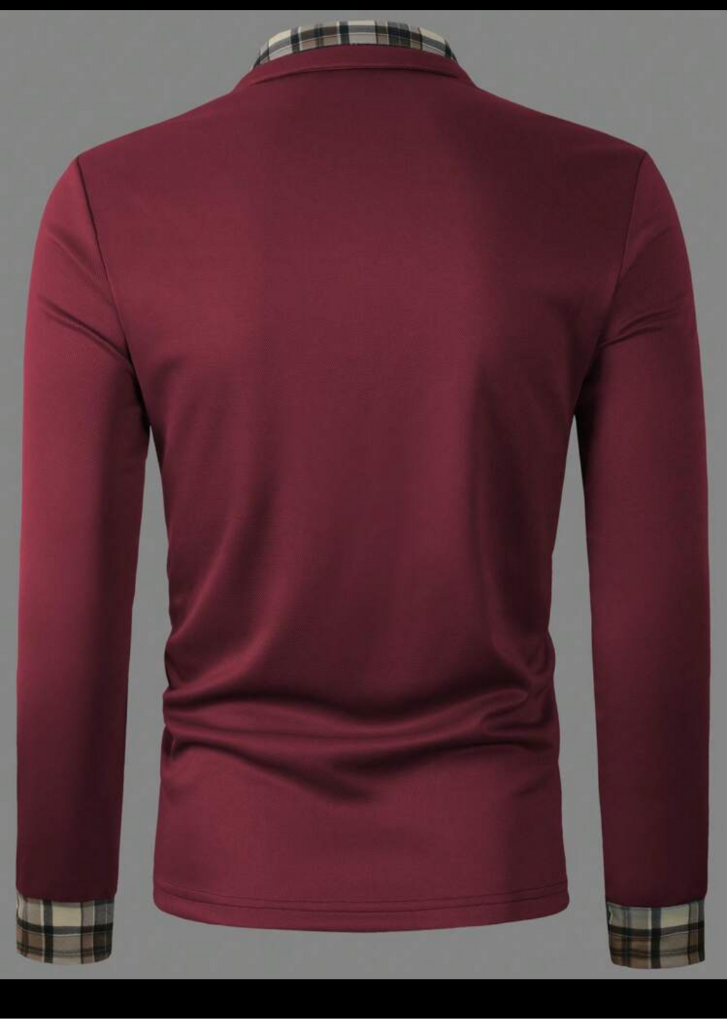 Men Solid Plaid Print Polo Shirt