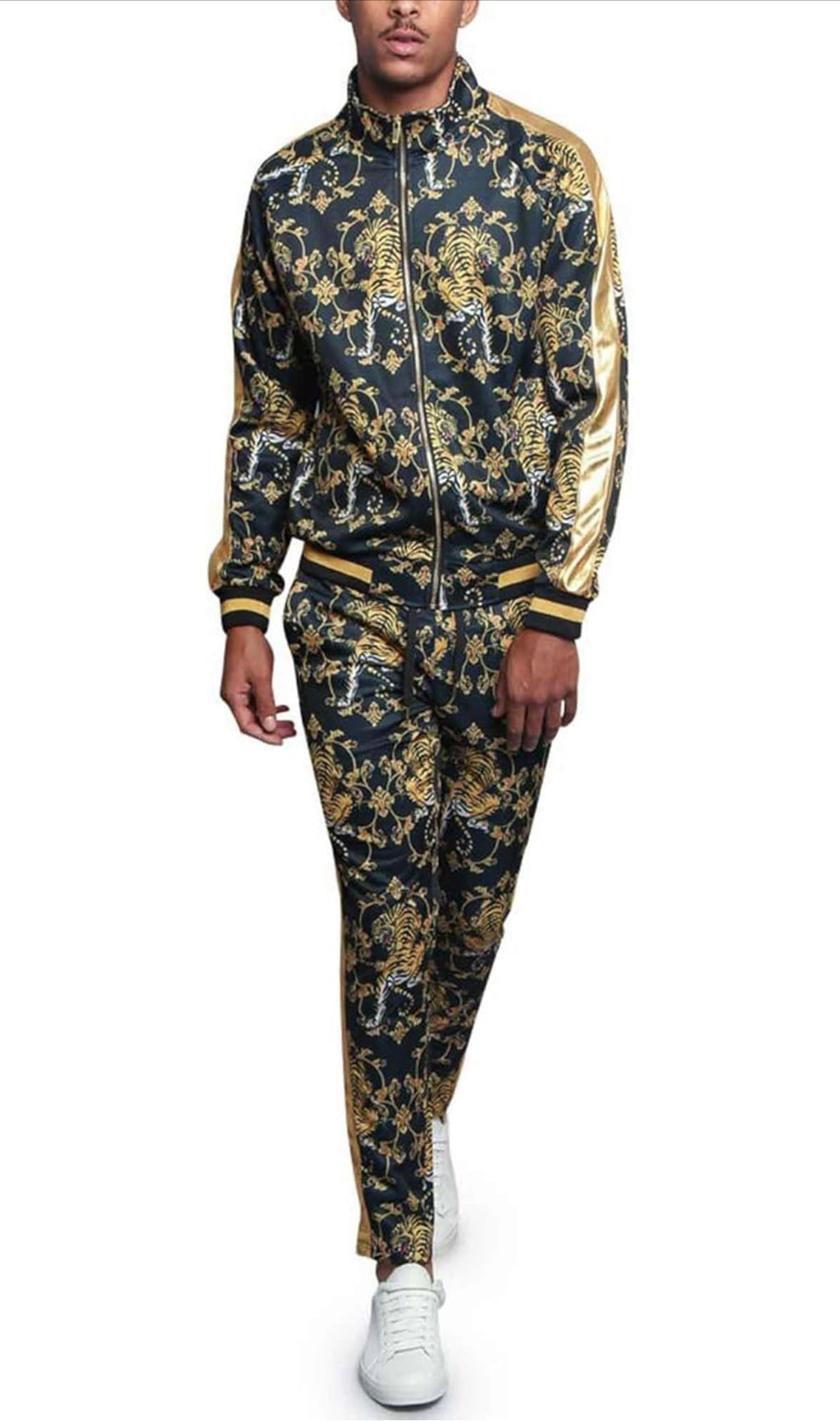 Men Tiger Print Jogger Set