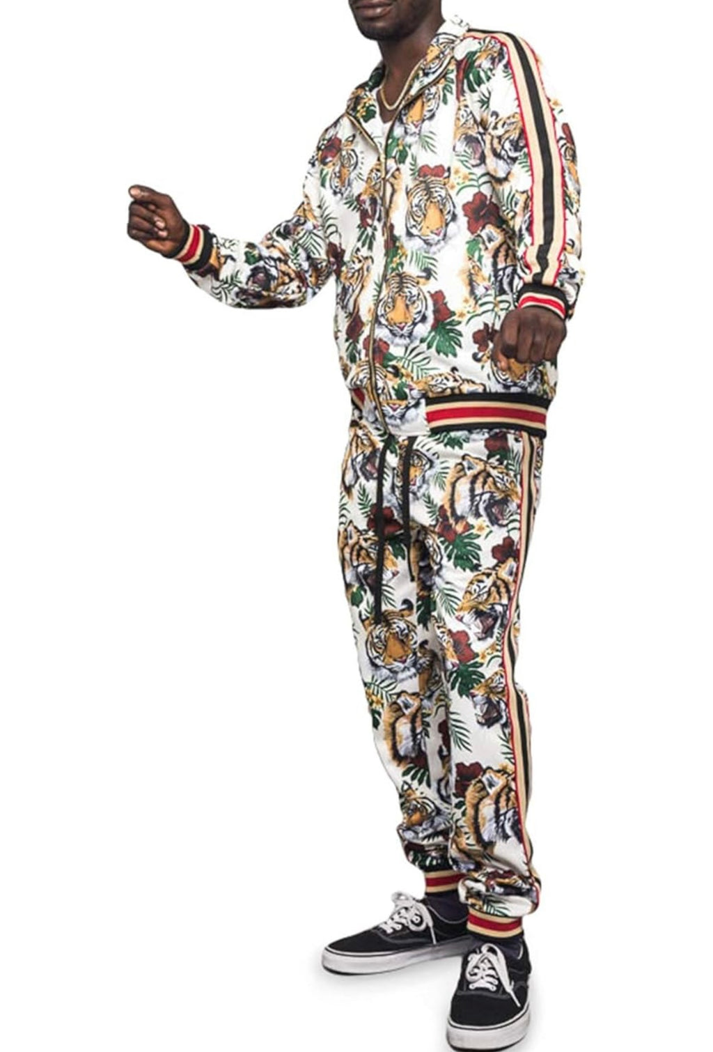 Men Tiger Print Jogger Set