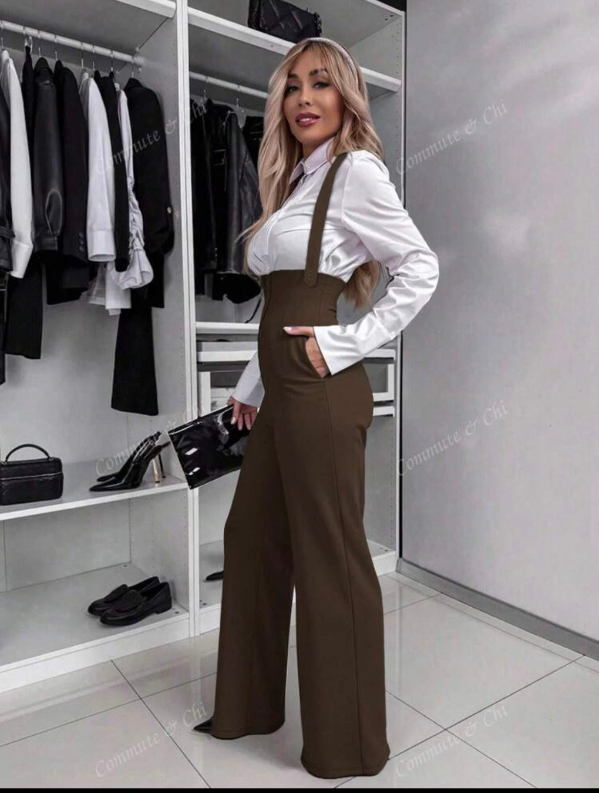 Women Sophisticated Solid Color Jumpsuit