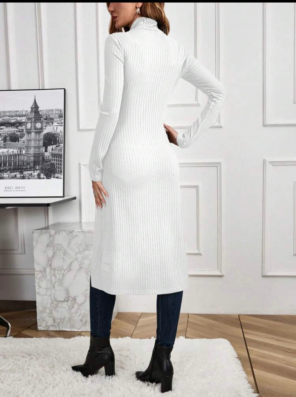 Women Sophisticated Front Split Casual Turtleneck