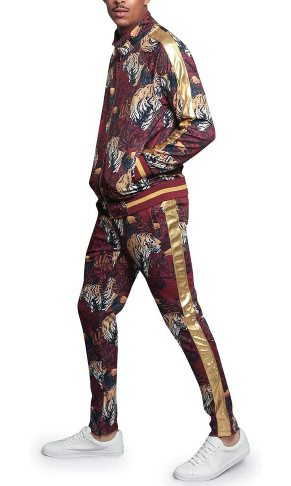 Men Tiger Print Jogger Set