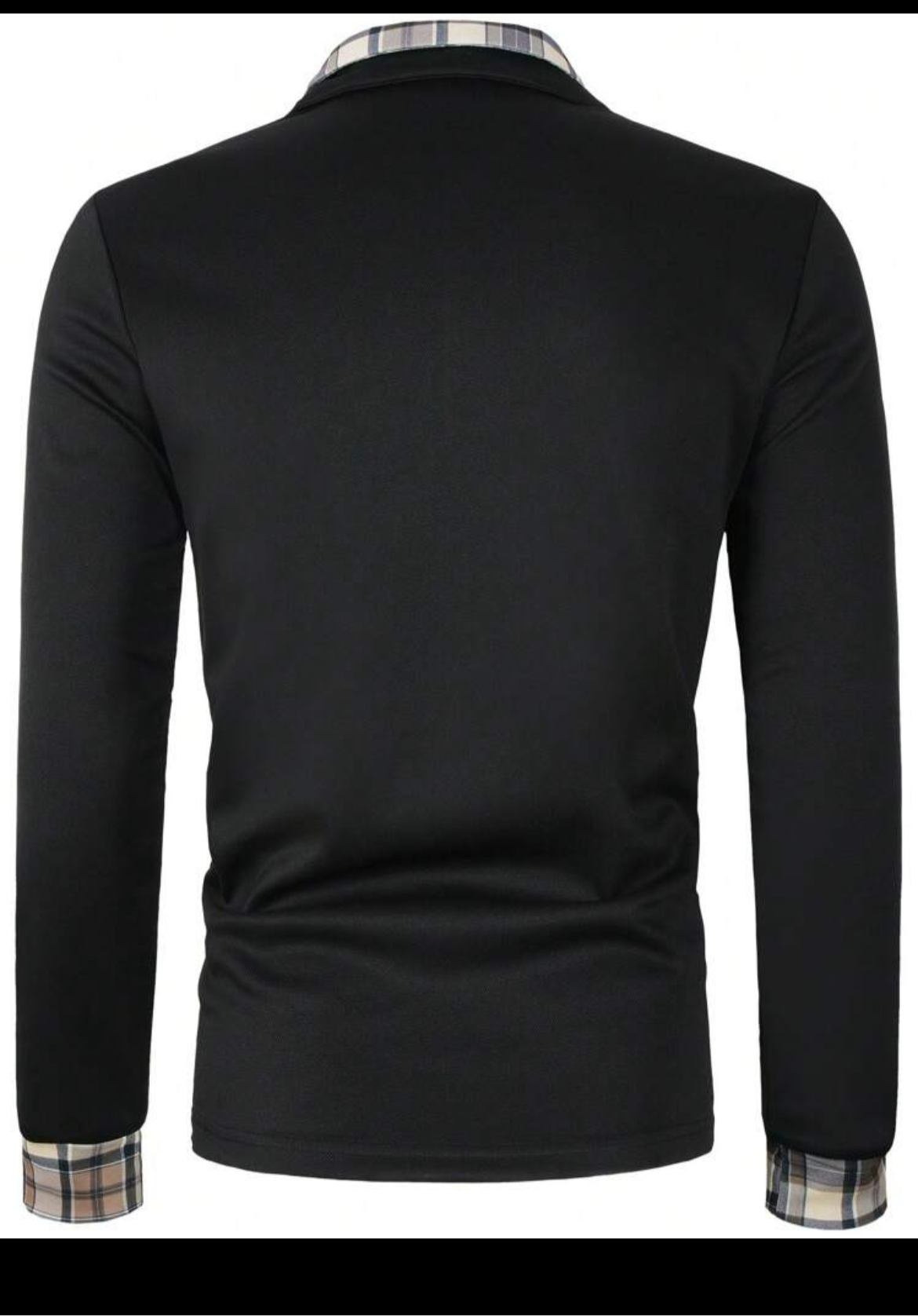 Men Solid Plaid Print Polo Shirt