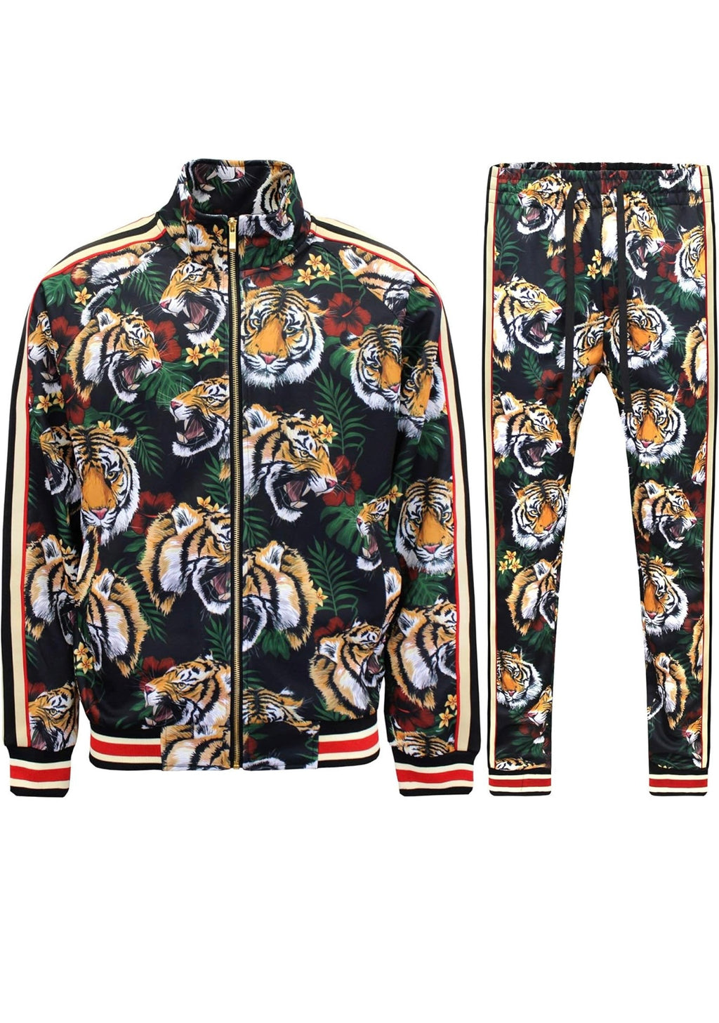 Men Tiger Print Jogger Set