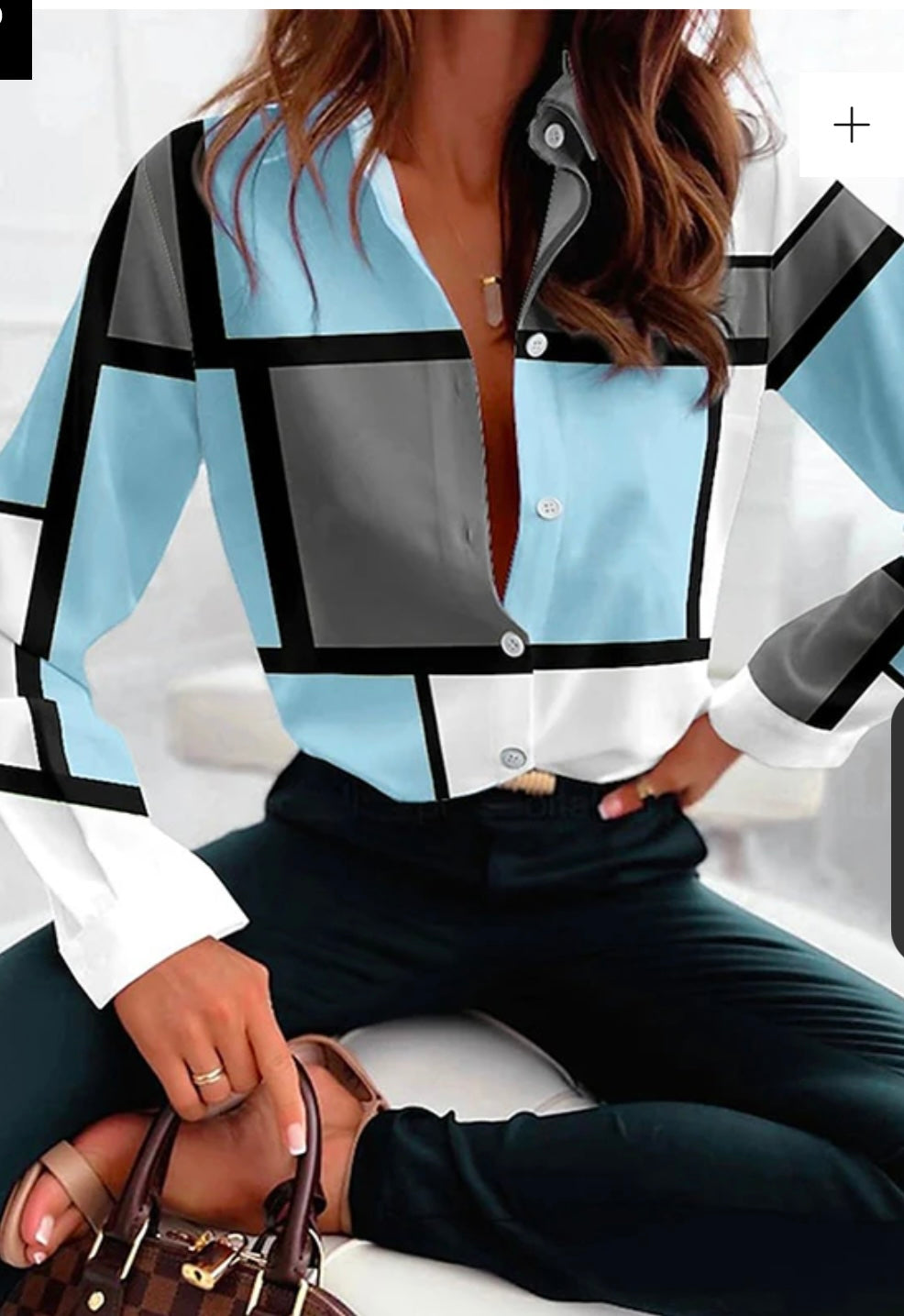 Women Long Sleeves Loose Button Blouse