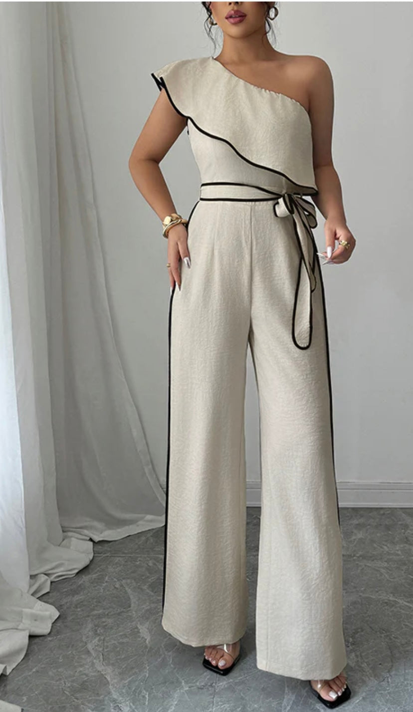 High Waisted Wide Leg Elasticity Tied Waist
One-Shoulder Jumpsuits