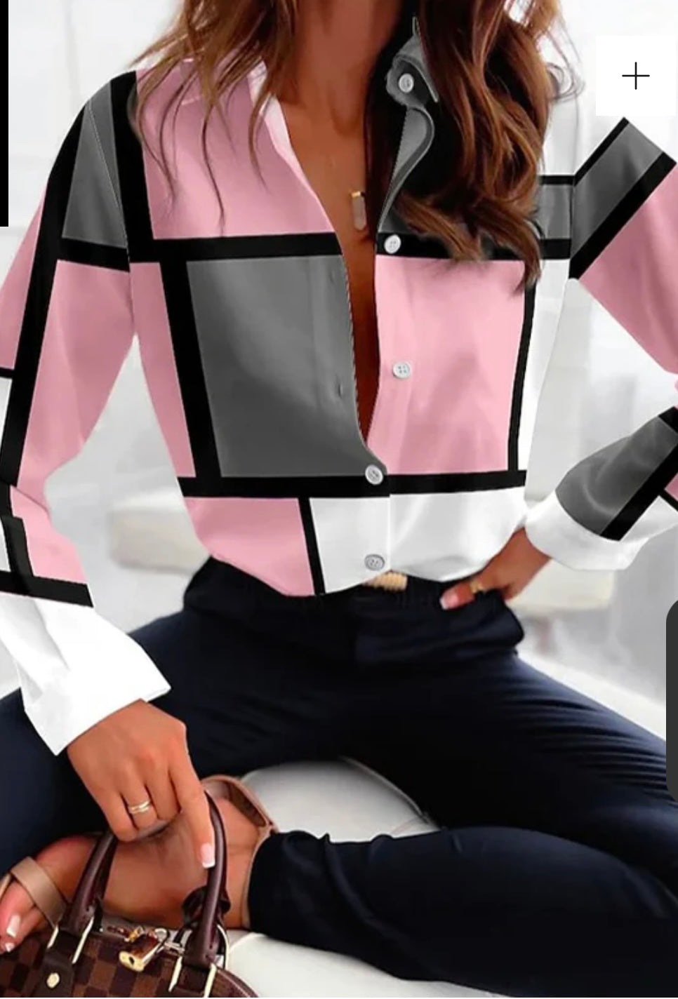 Women Long Sleeves Loose Button Blouse